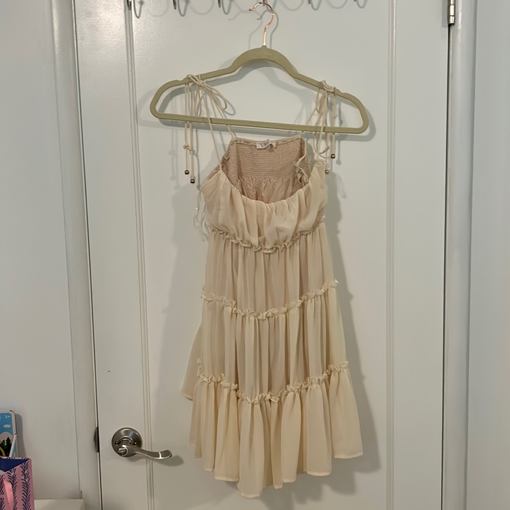 Blush Cream Ruffle Layered Mini Dress Size Medium